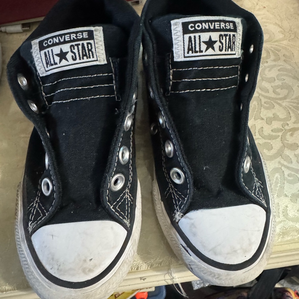 Converse Black Slip-On Sneakers with White Accents